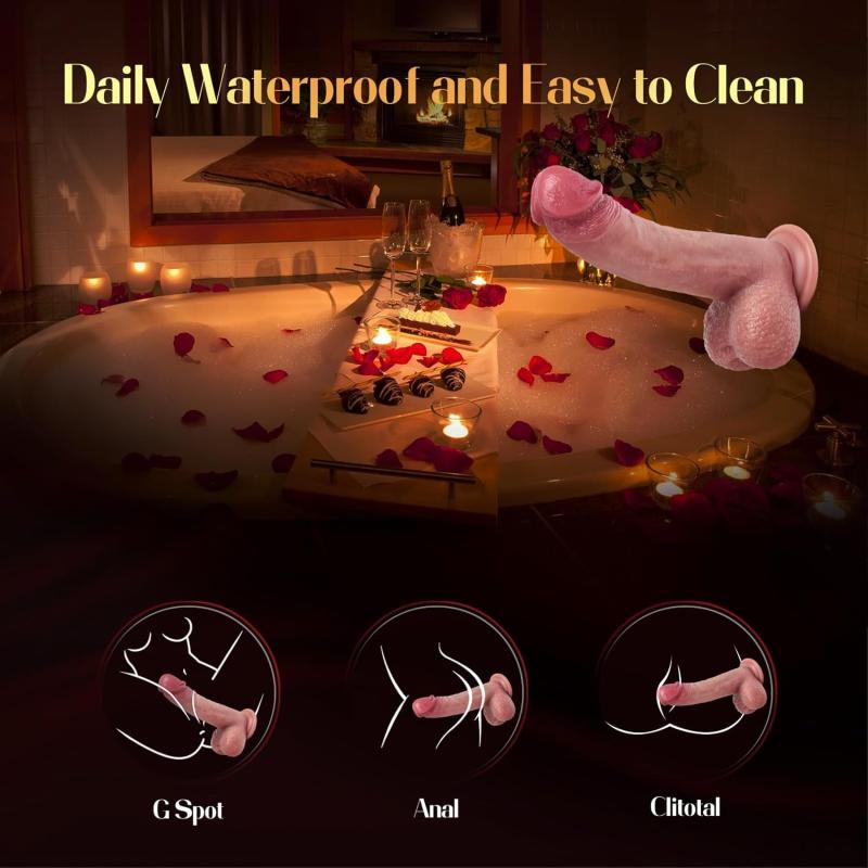 ديلدو متحرك بقوة دفع - 21 سم سيليكون واقعي بــ 3 سرعات و5 أنماط اهتزاز